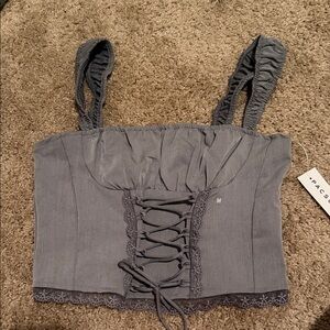 PacSun Charcoal Lace-Up Corset Top 🧡